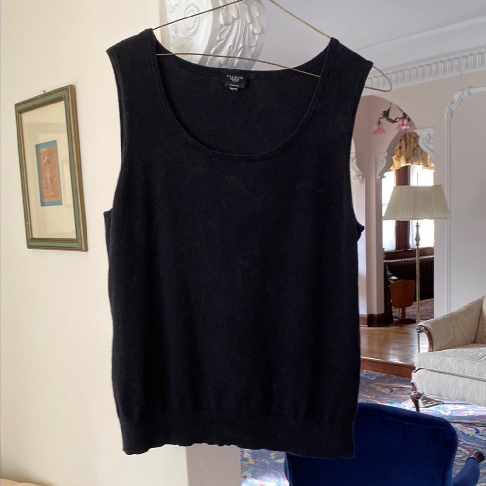 Talbots Pima Cotton Knit Sleeveless Scoop Neck Black Sweater 1X